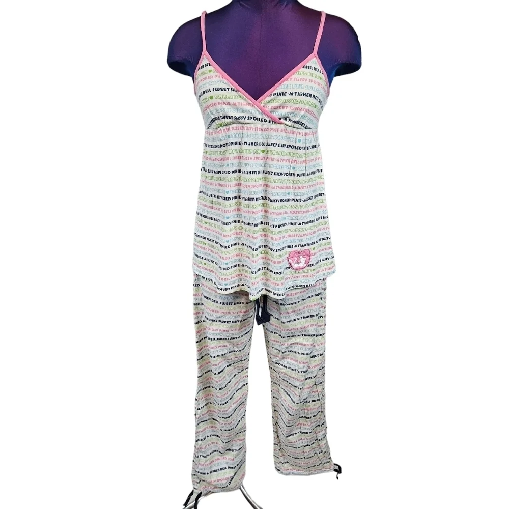 Disney Colorful Tinkerbell‎ Babydoll 2 Piece Pajama Set Size XS/S Women's C2